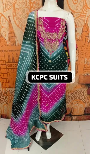 KcPc New Art Silk Bandhani GotapattiWork Salwar suit,KML