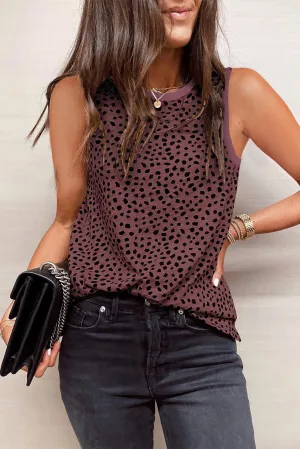 Leopard Print Round Neck Tank Top