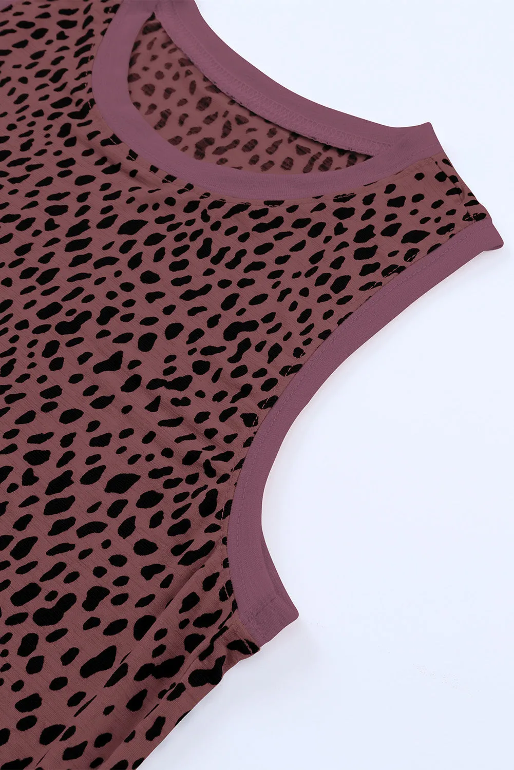 Leopard Print Round Neck Tank Top