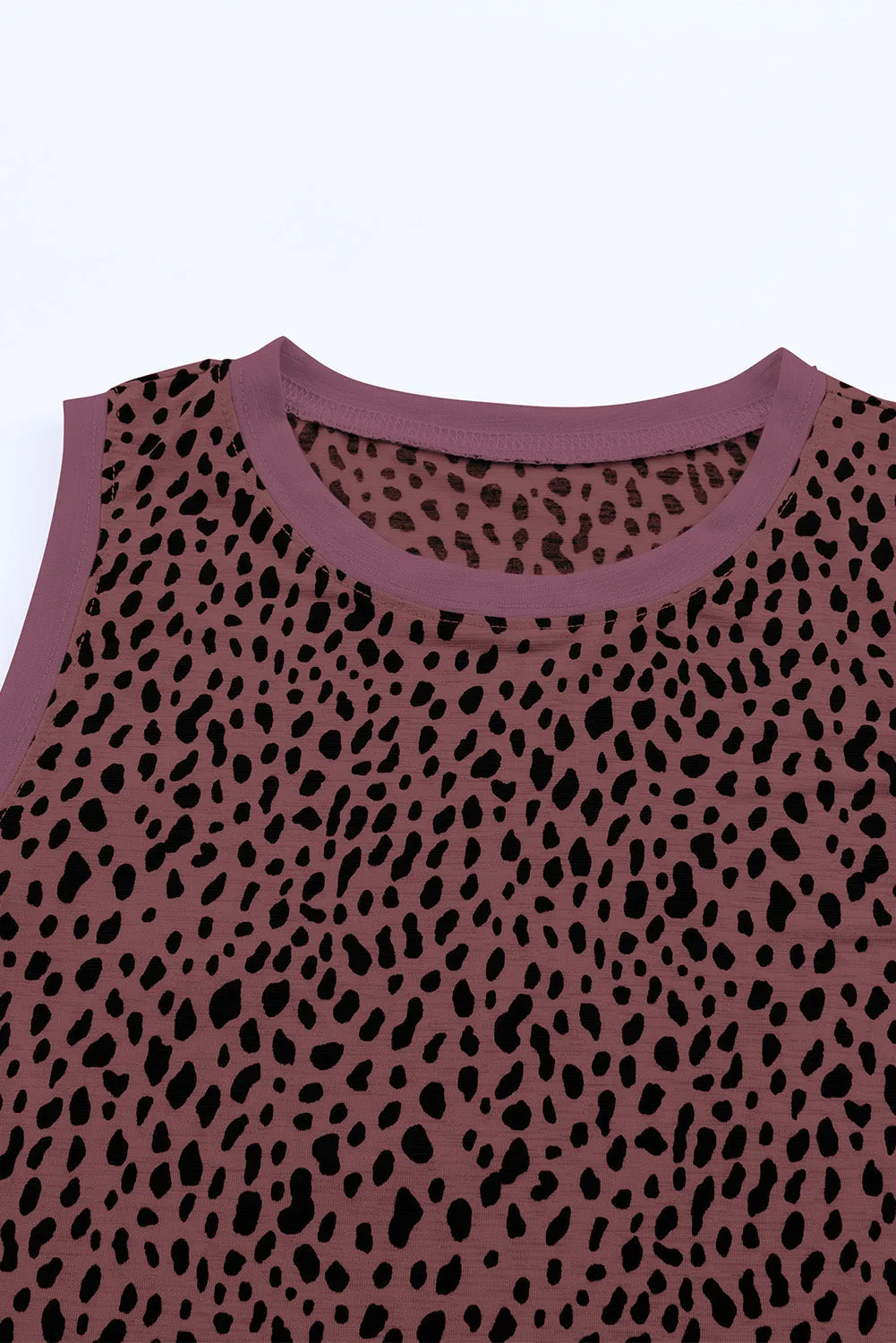 Leopard Print Round Neck Tank Top