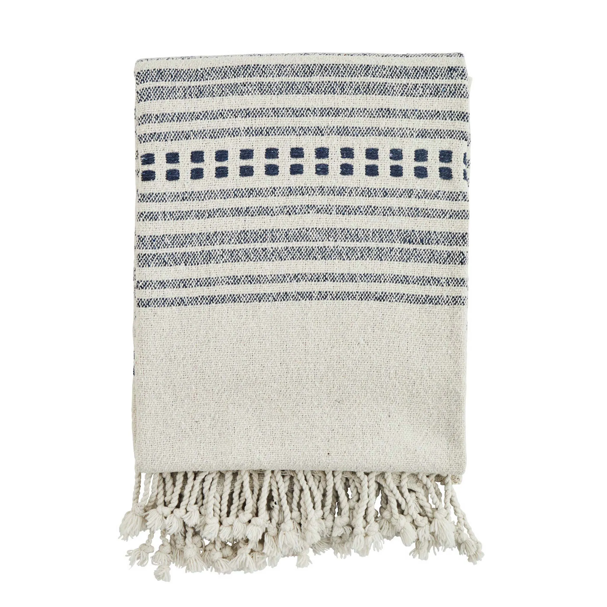 Madam Stoltz Blue Recycled Cotton Throw