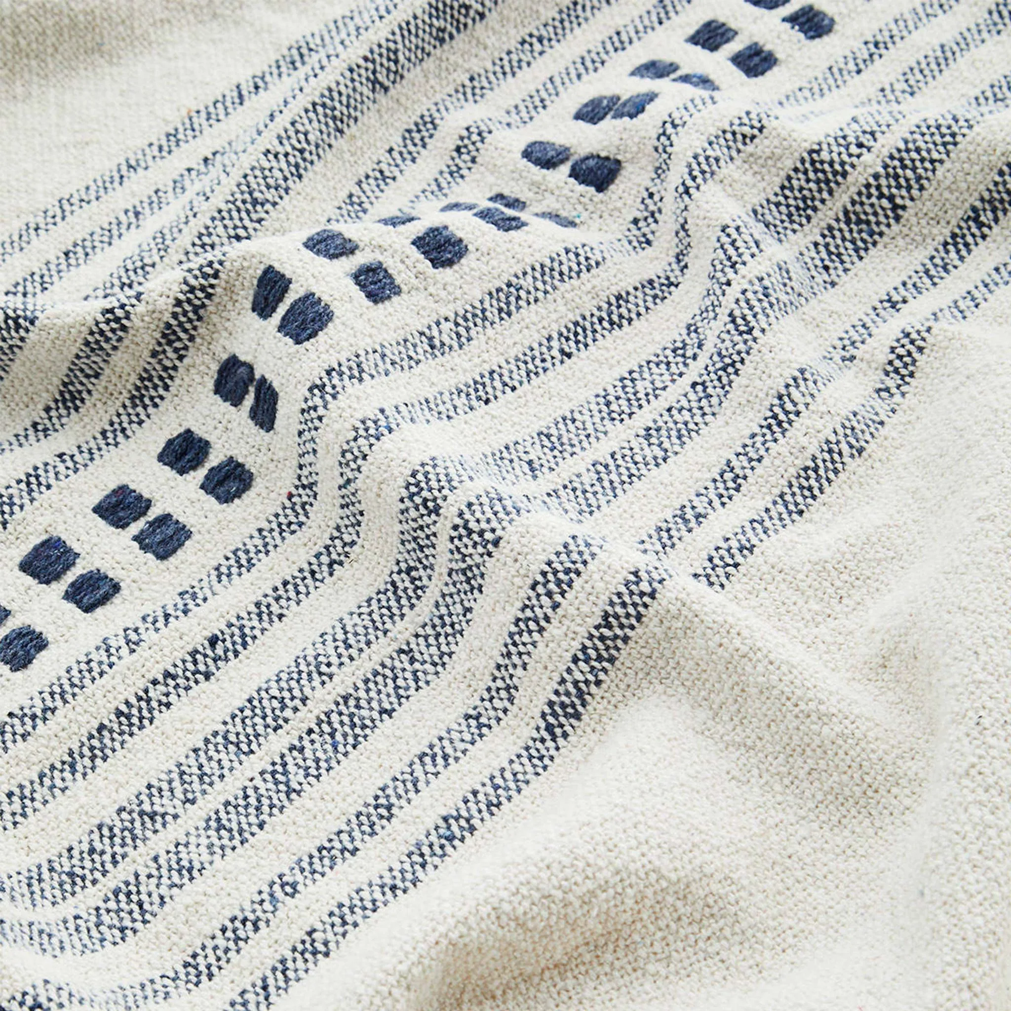 Madam Stoltz Blue Recycled Cotton Throw