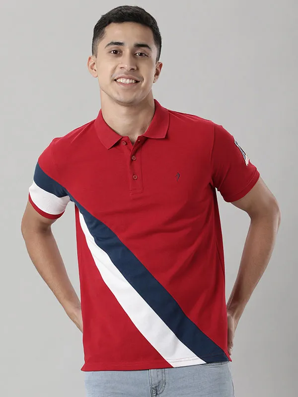 Men Color Block Polo T-Shirt