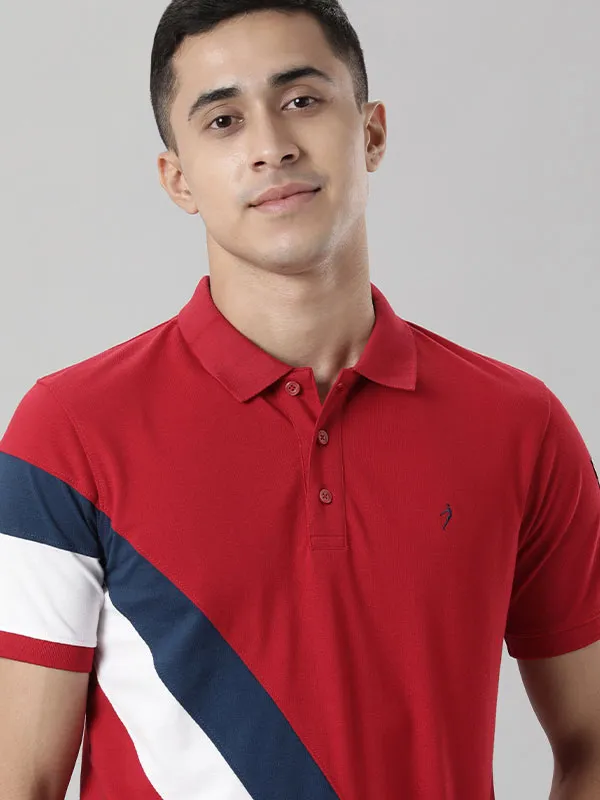 Men Color Block Polo T-Shirt