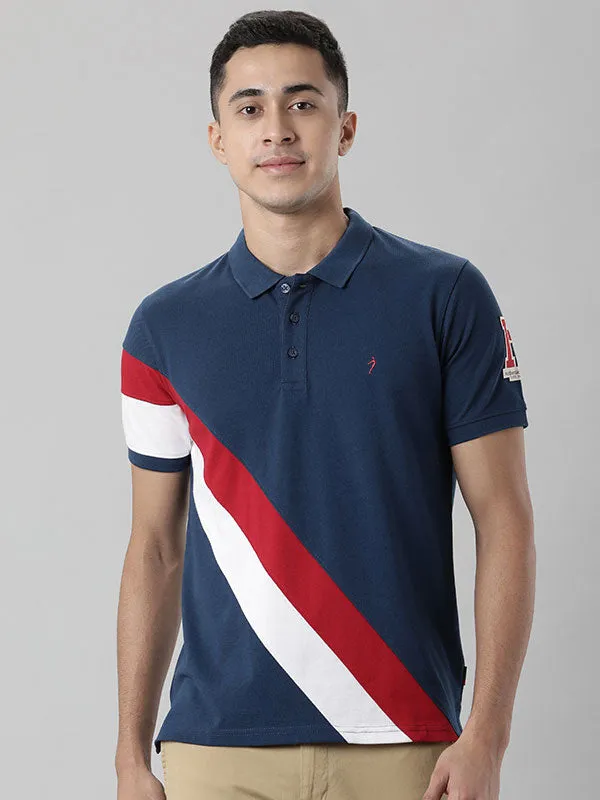 Men Color Block Polo T-Shirt