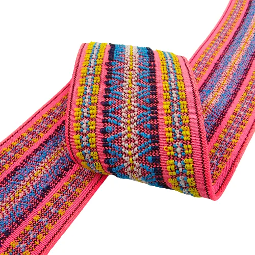 Multi-Color Embroidered Chenille Loop Pattern Elastic