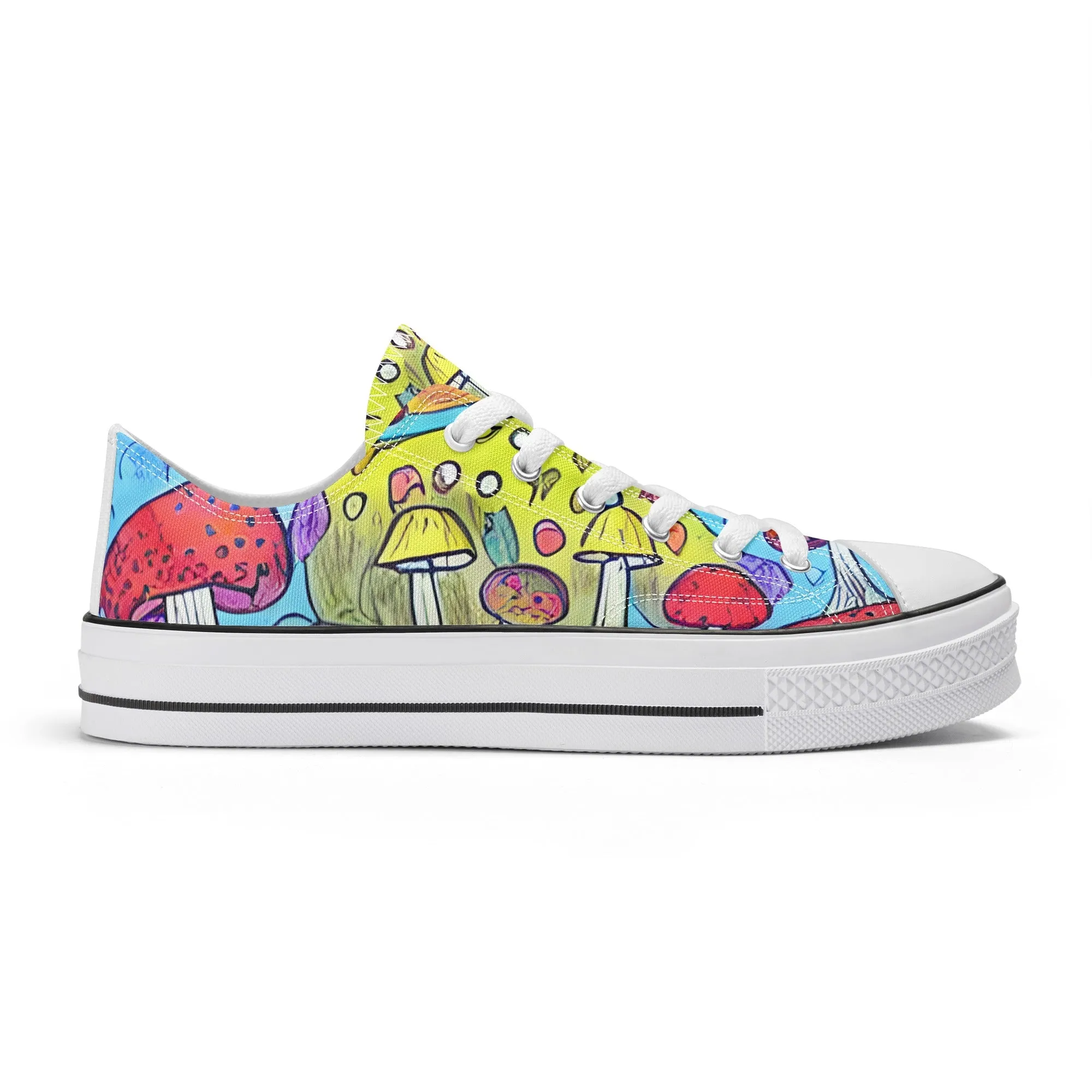 Mushroom Womens Low Top Shoes, Garden Classic Canvas Converse Sneakers.