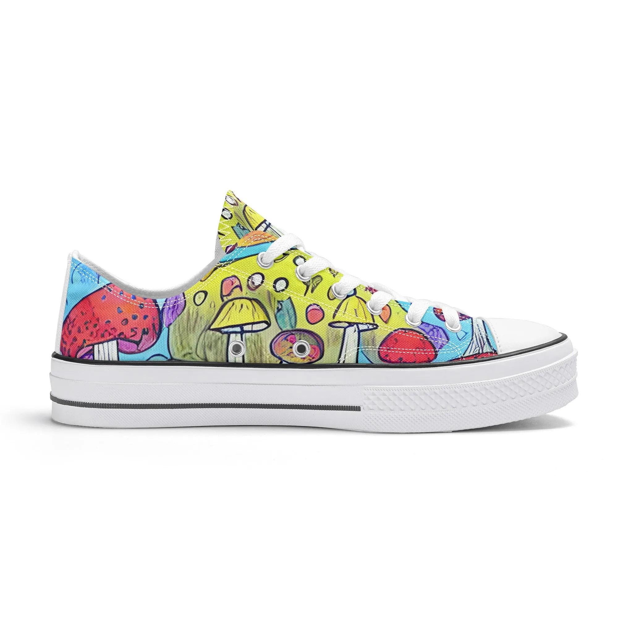 Mushroom Womens Low Top Shoes, Garden Classic Canvas Converse Sneakers.