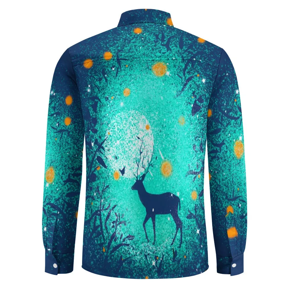 Night Deer One Pocket Long Sleeve Shirt