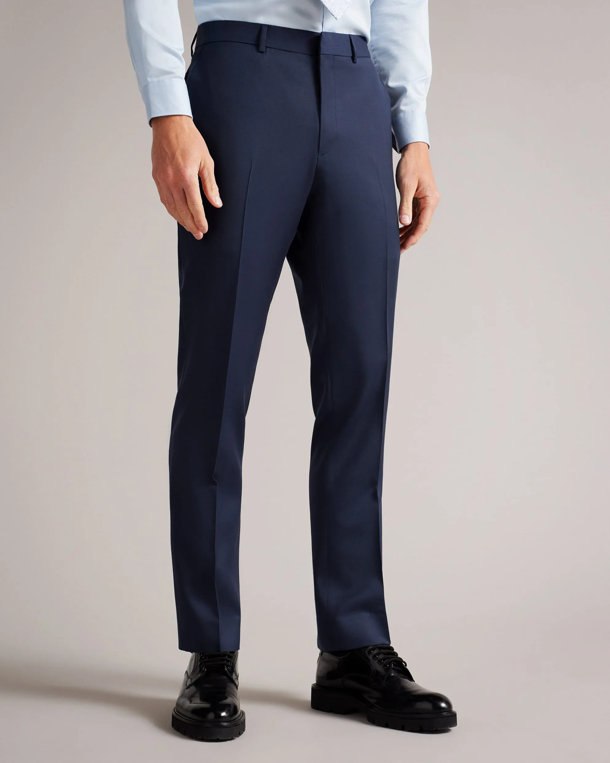 Perthts Slim Navy Twill Suit Trousers Navy