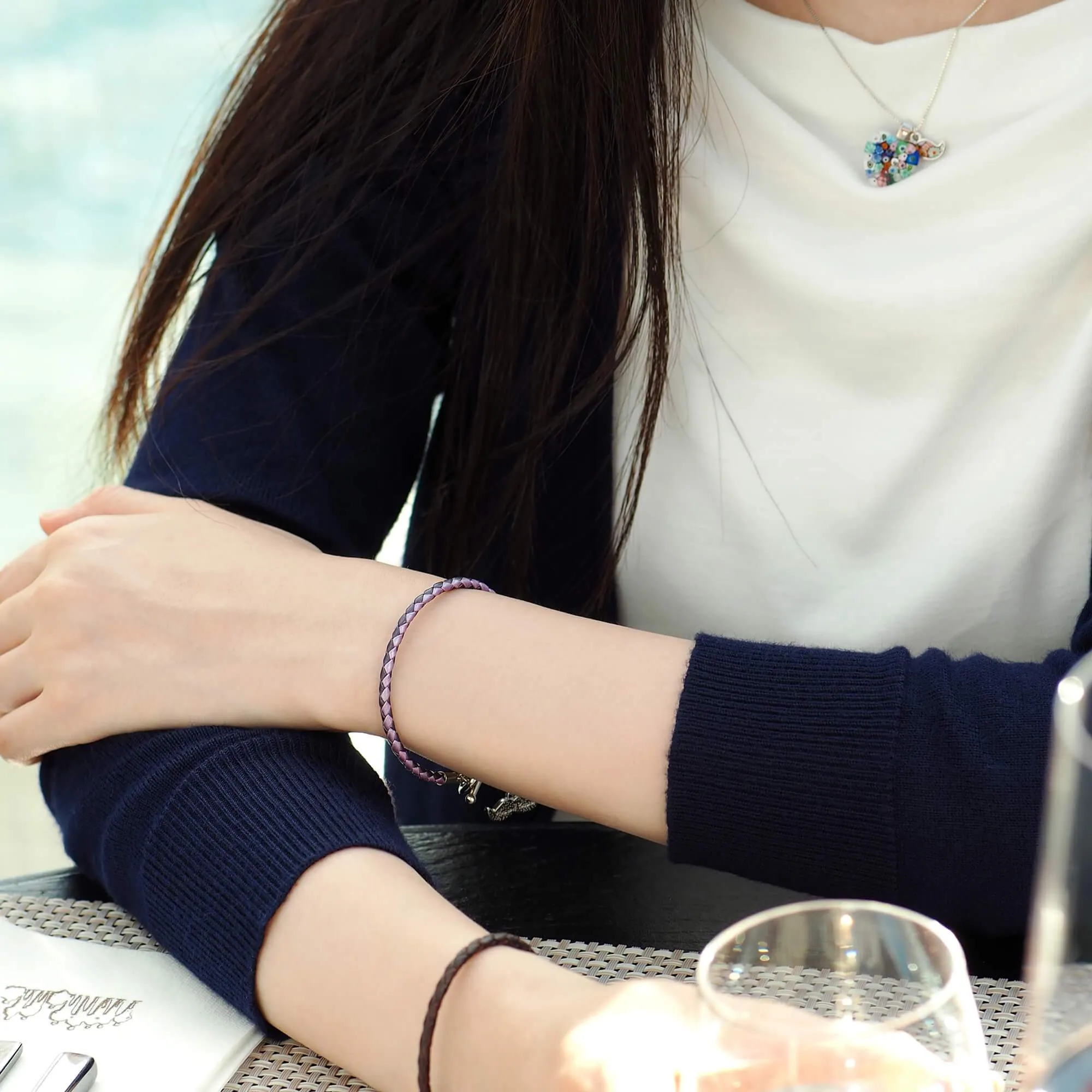 Purple Mix Leather Bracelet