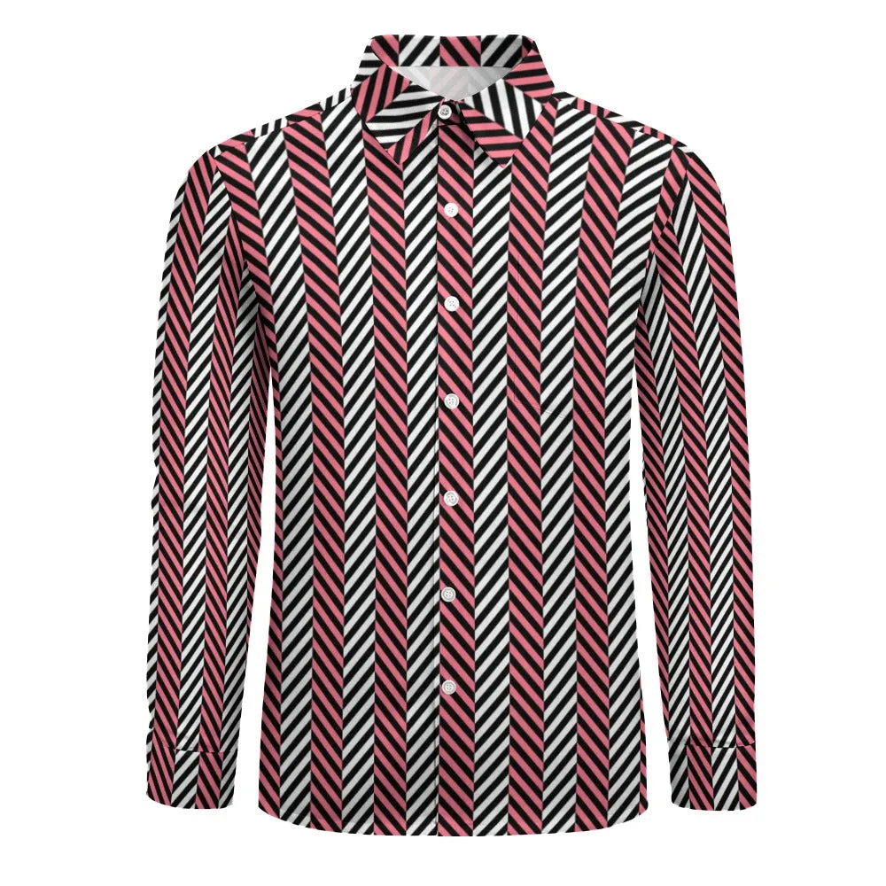 Red & Black Stripe One Pocket Long Sleeve Shirt