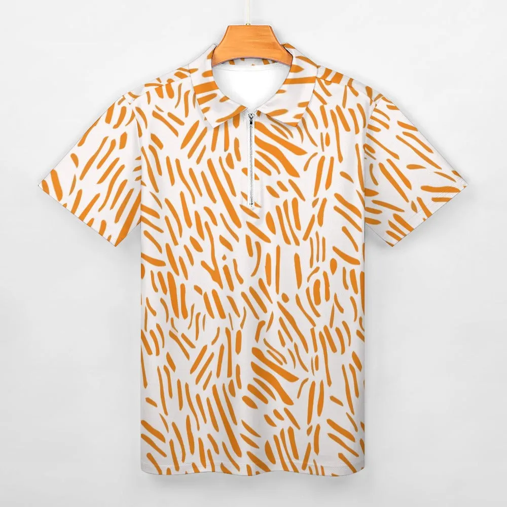 Rust Print Short Sleeve Polo Shirt