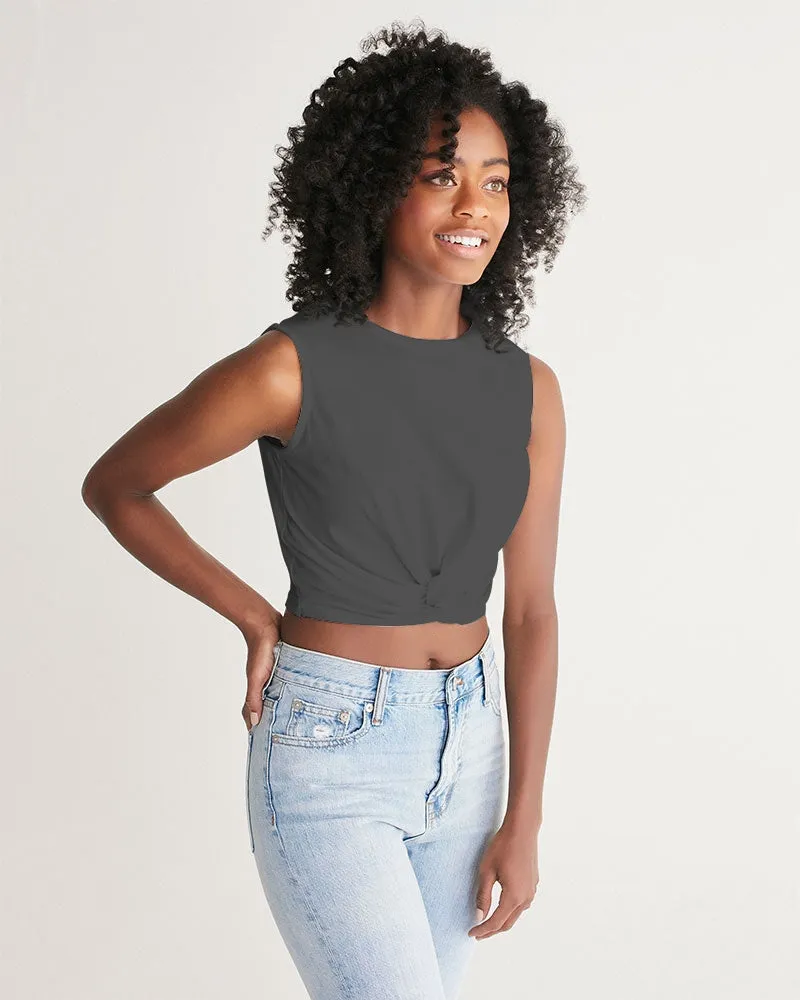 SMF Dark Gray Feminine Twist-Front Tank