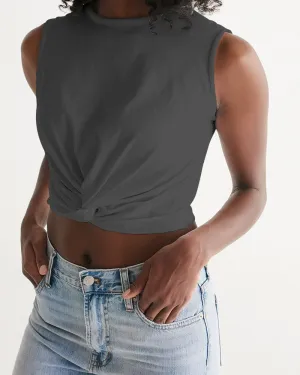 SMF Dark Gray Feminine Twist-Front Tank