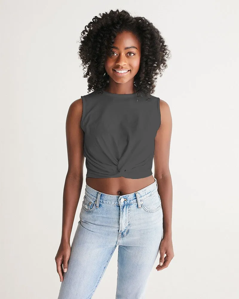 SMF Dark Gray Feminine Twist-Front Tank