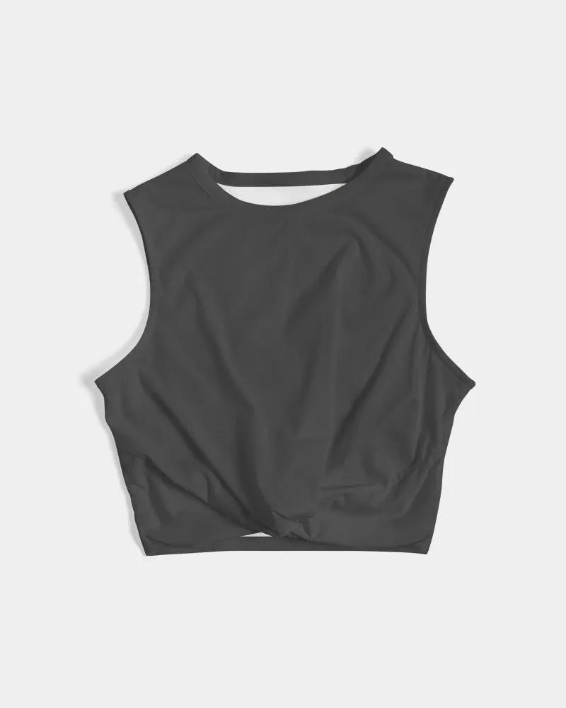 SMF Dark Gray Feminine Twist-Front Tank