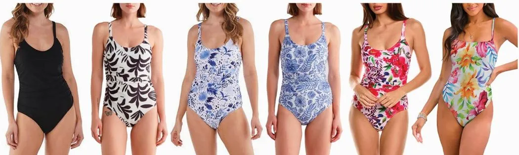 Swimwear Ladies Beach & Board Ladies Nicole Miller One-Piece Figure Flattering High-Style Assorted Styles Swimsuit