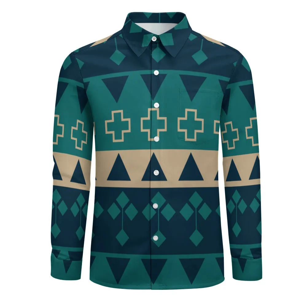 Teal Southwest One Pocket Long Sleeve Shirt