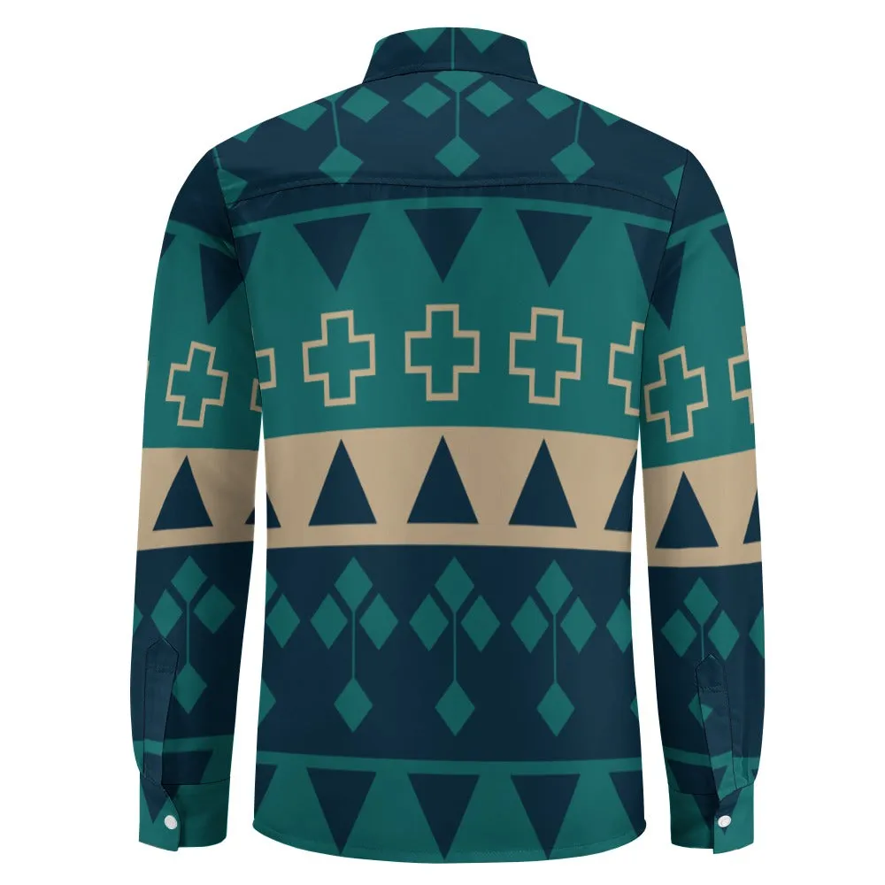 Teal Southwest One Pocket Long Sleeve Shirt