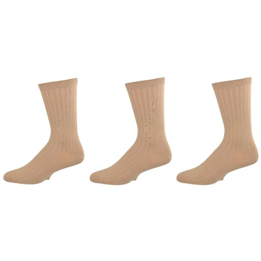 Teen's Crew Socks - Classic Dress Uniform Ribbed 3-Pair Packs